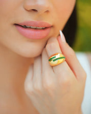 Verdora Green Enamel Gold Ring