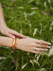 Circlet Maroon Enamel Gold Bangle