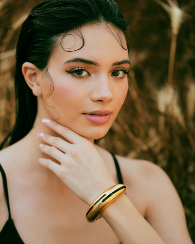 Circlet Black Enamel Gold Bangle