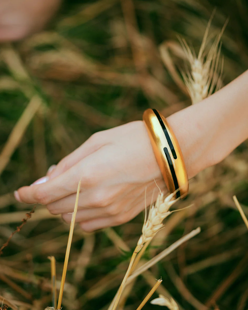 Circlet Black Enamel Gold Bangle