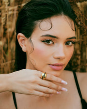 Verdora Black Enamel Gold Ring