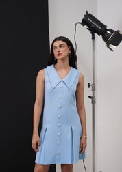 Eva Mini Dress With Embellished Flowers Powder Blue