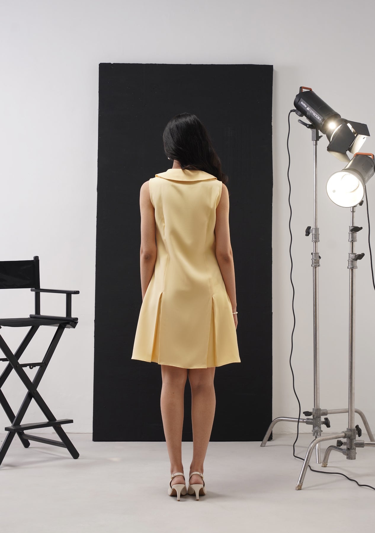 Eva Mini Dress With Embellished Flowers Butter Yellow
