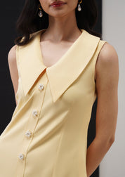 Eva Mini Dress With Embellished Flowers Butter Yellow