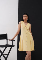 Eva Mini Dress With Embellished Flowers Butter Yellow