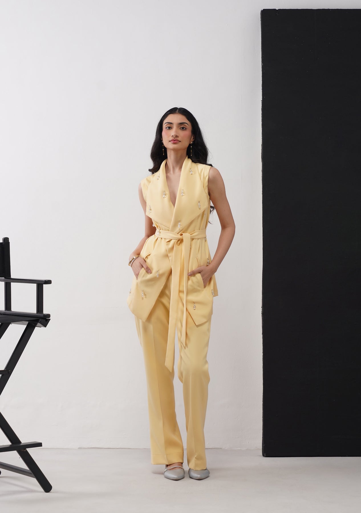 Crystal Drop Co-ord Set Butter Yellow
