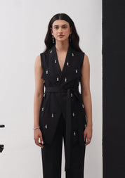 Crystal Drop Co-ord Set Black