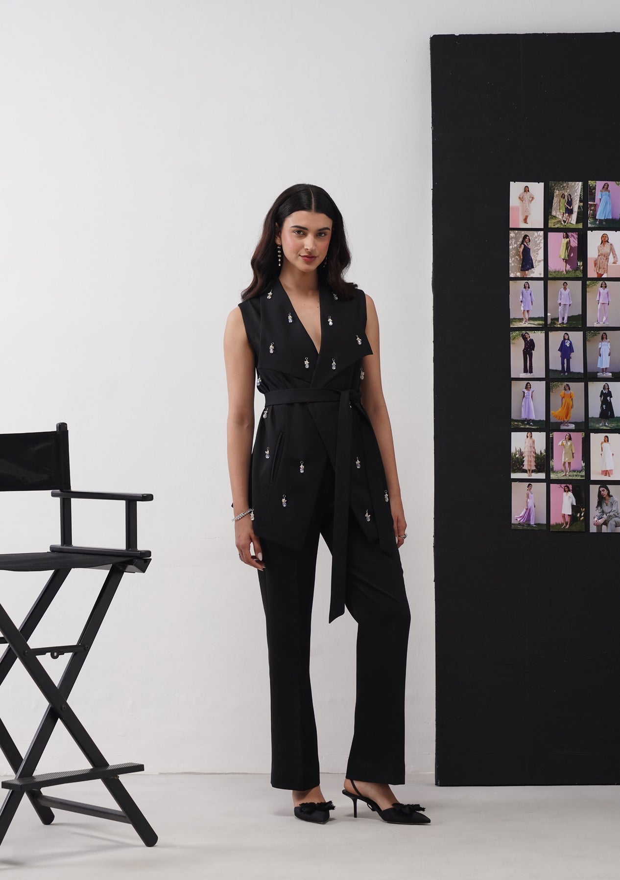 Crystal Drop Co-ord Set Black