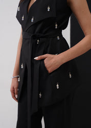 Crystal Drop Co-ord Set Black