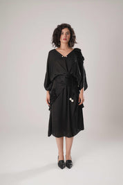 Black Kaftan Tie Up Dress