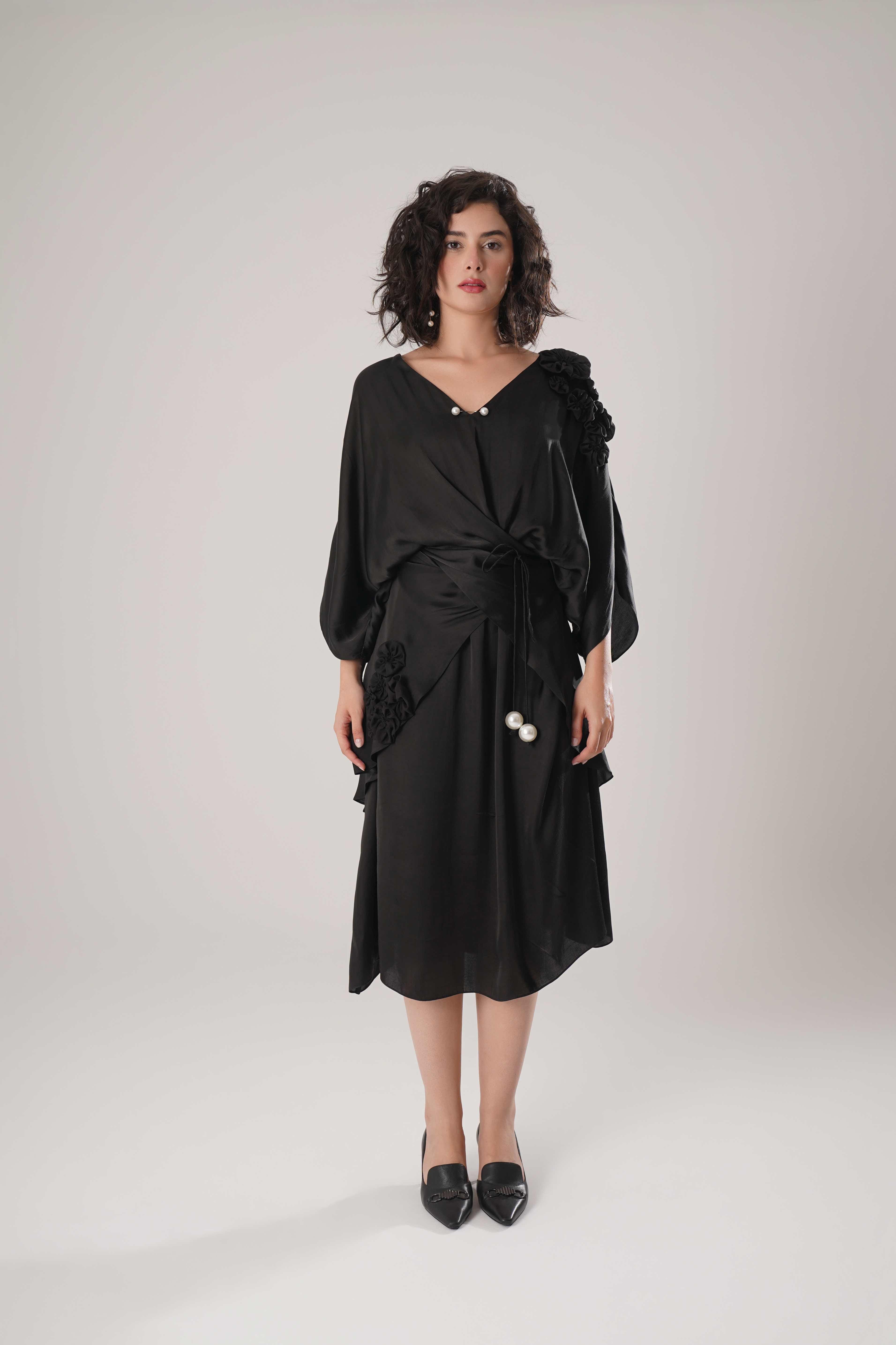 Black Kaftan Tie Up Dress