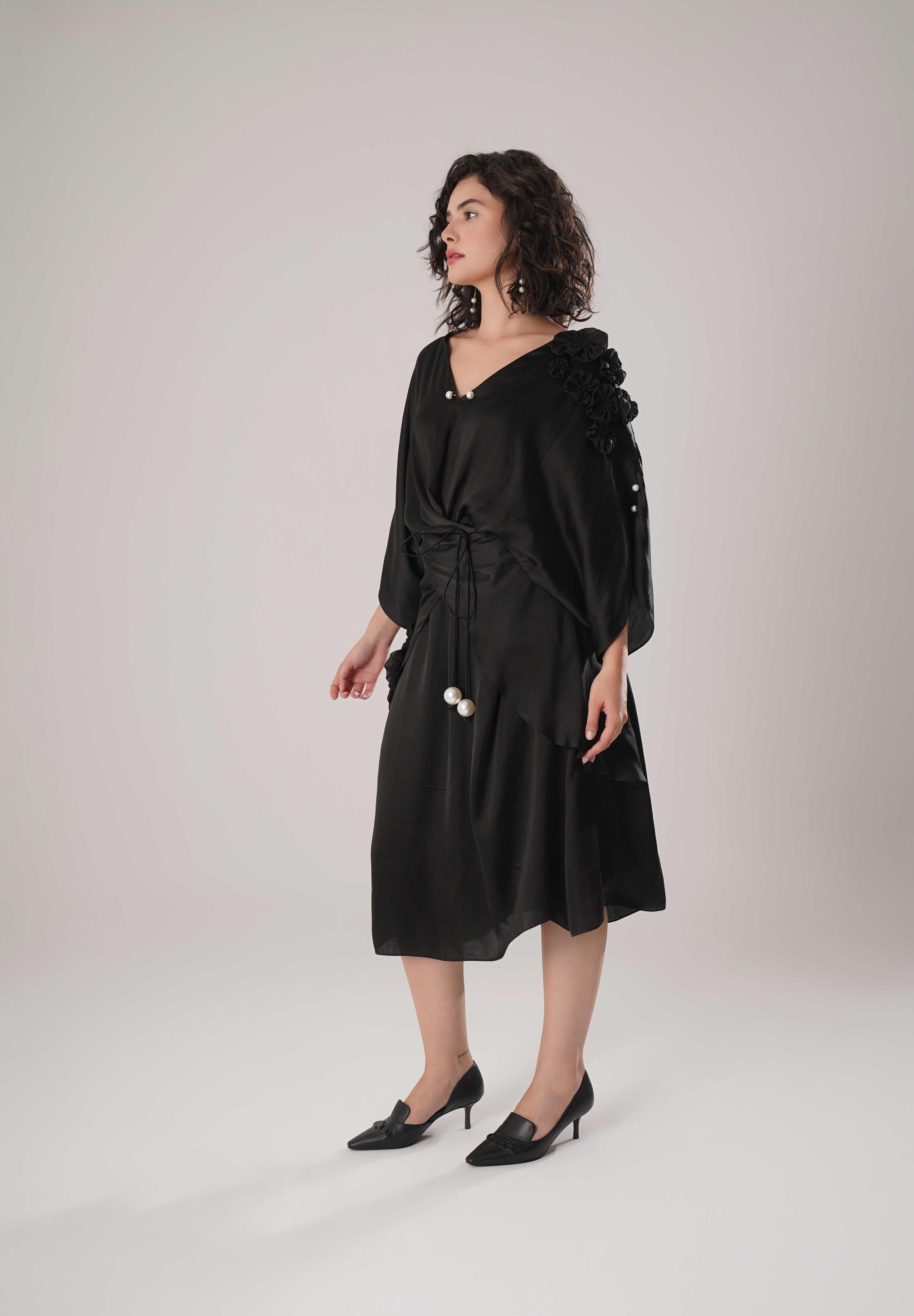 Black Kaftan Tie Up Dress