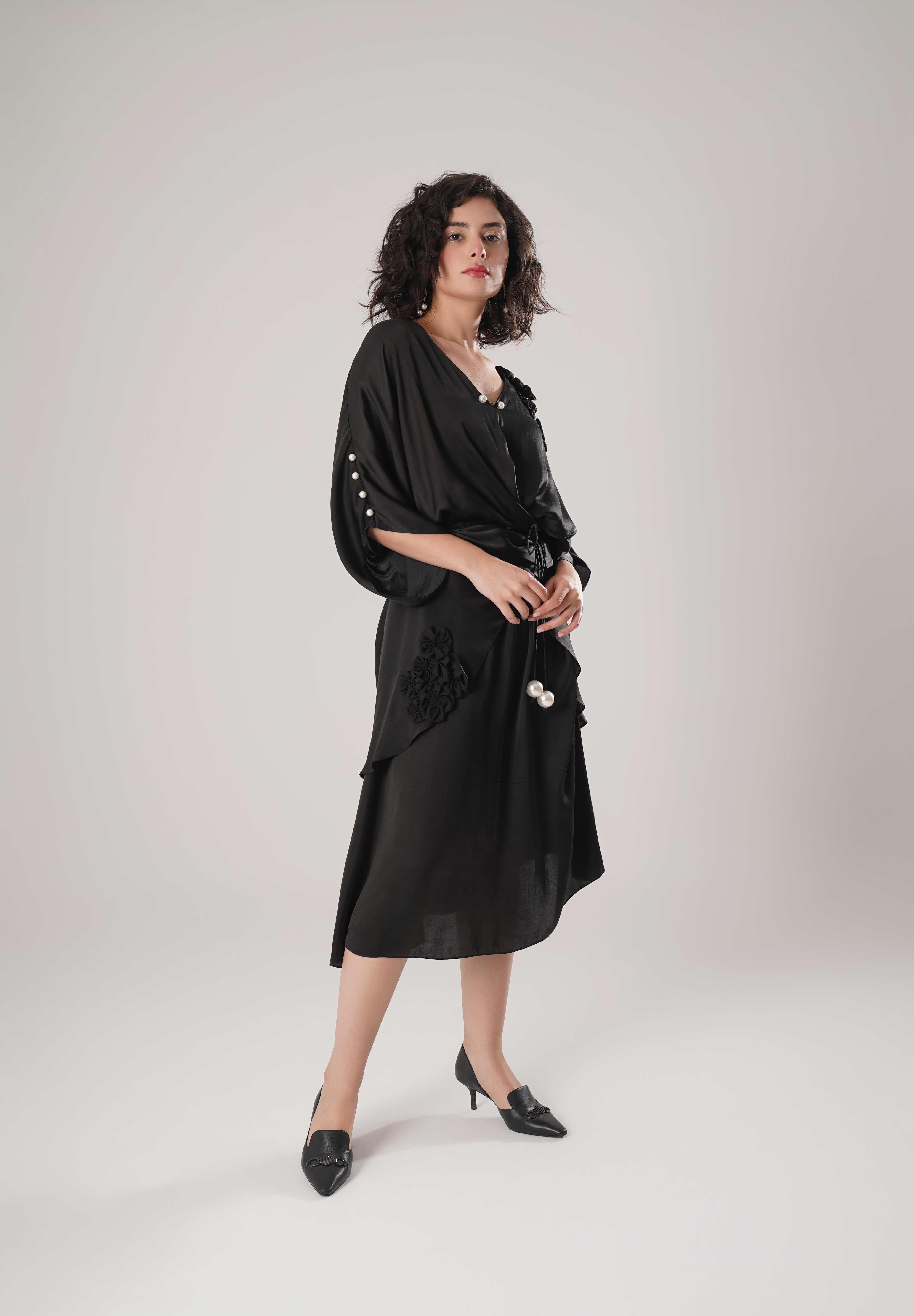Black Kaftan Tie Up Dress
