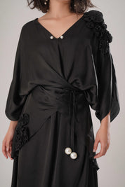 Black Kaftan Tie Up Dress