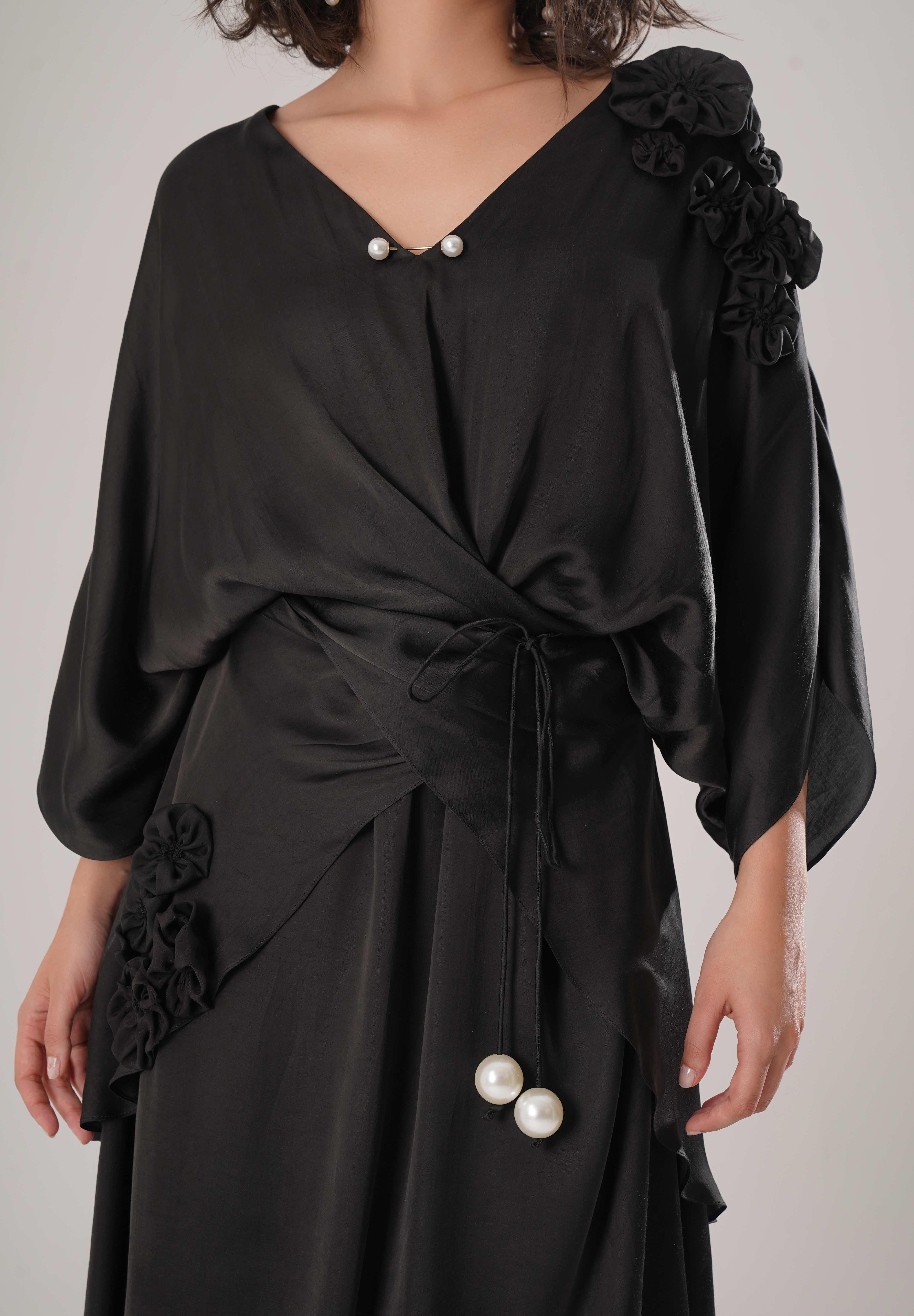 Black Kaftan Tie Up Dress