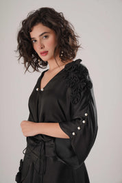 Black Kaftan Tie Up Dress