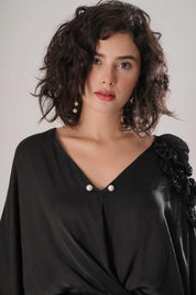 Black Kaftan Tie Up Dress