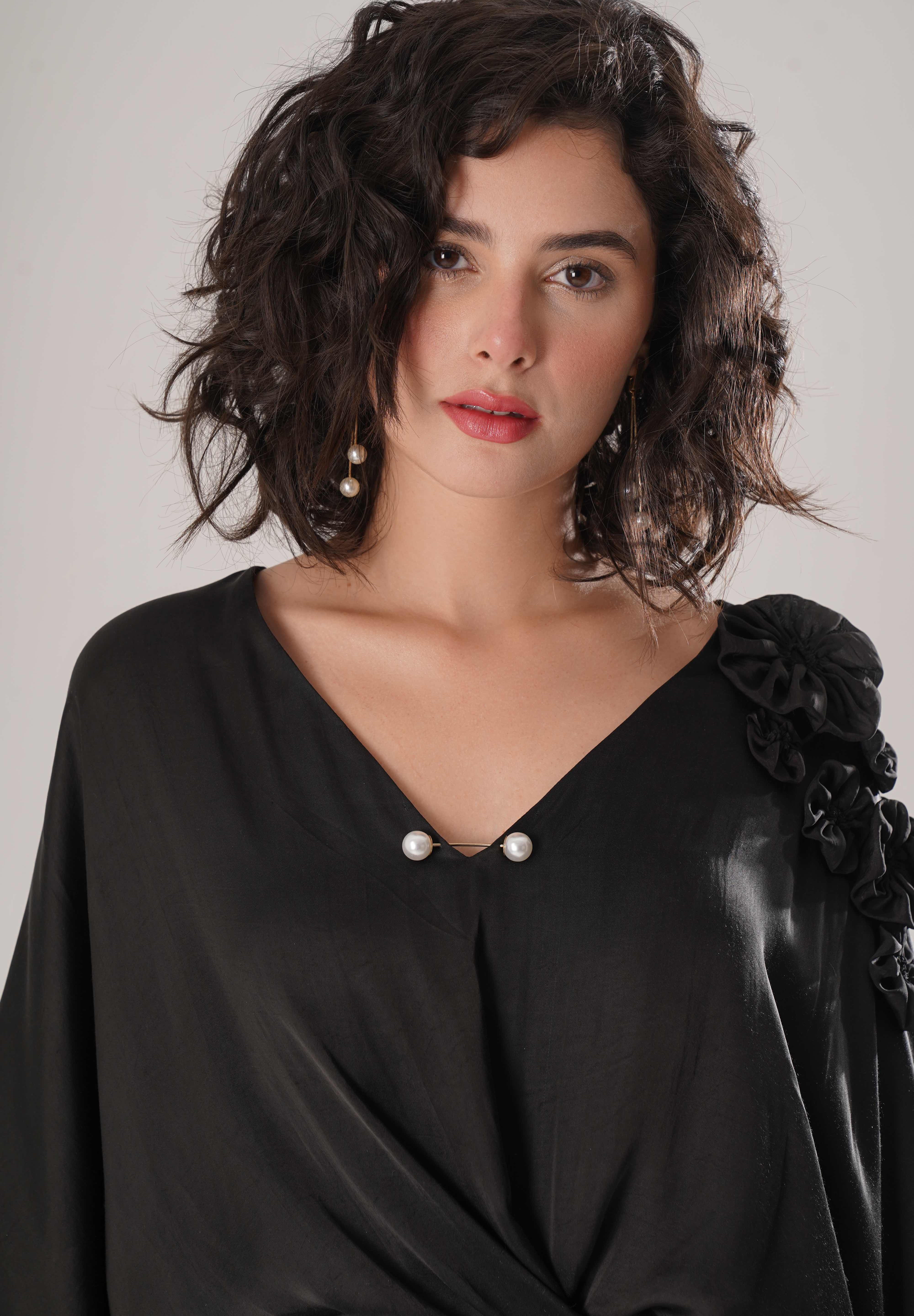 Black Kaftan Tie Up Dress