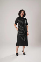 Black Buckle Wrap Dress