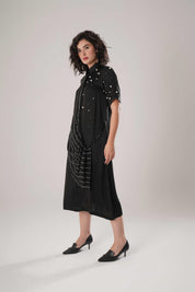 Black Buckle Wrap Dress