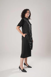 Black Buckle Wrap Dress