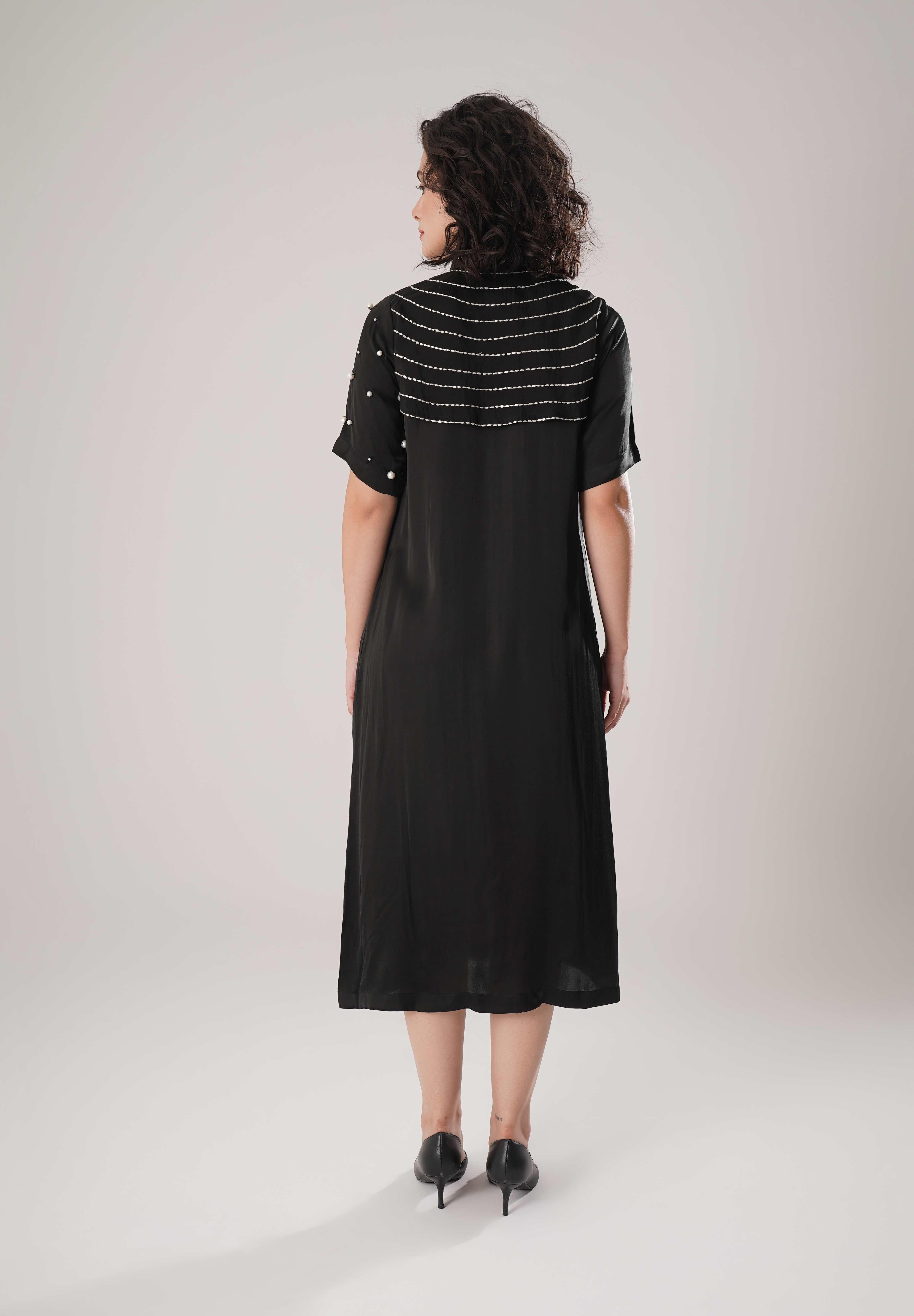 Black Buckle Wrap Dress
