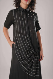 Black Buckle Wrap Dress