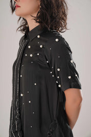 Black Buckle Wrap Dress
