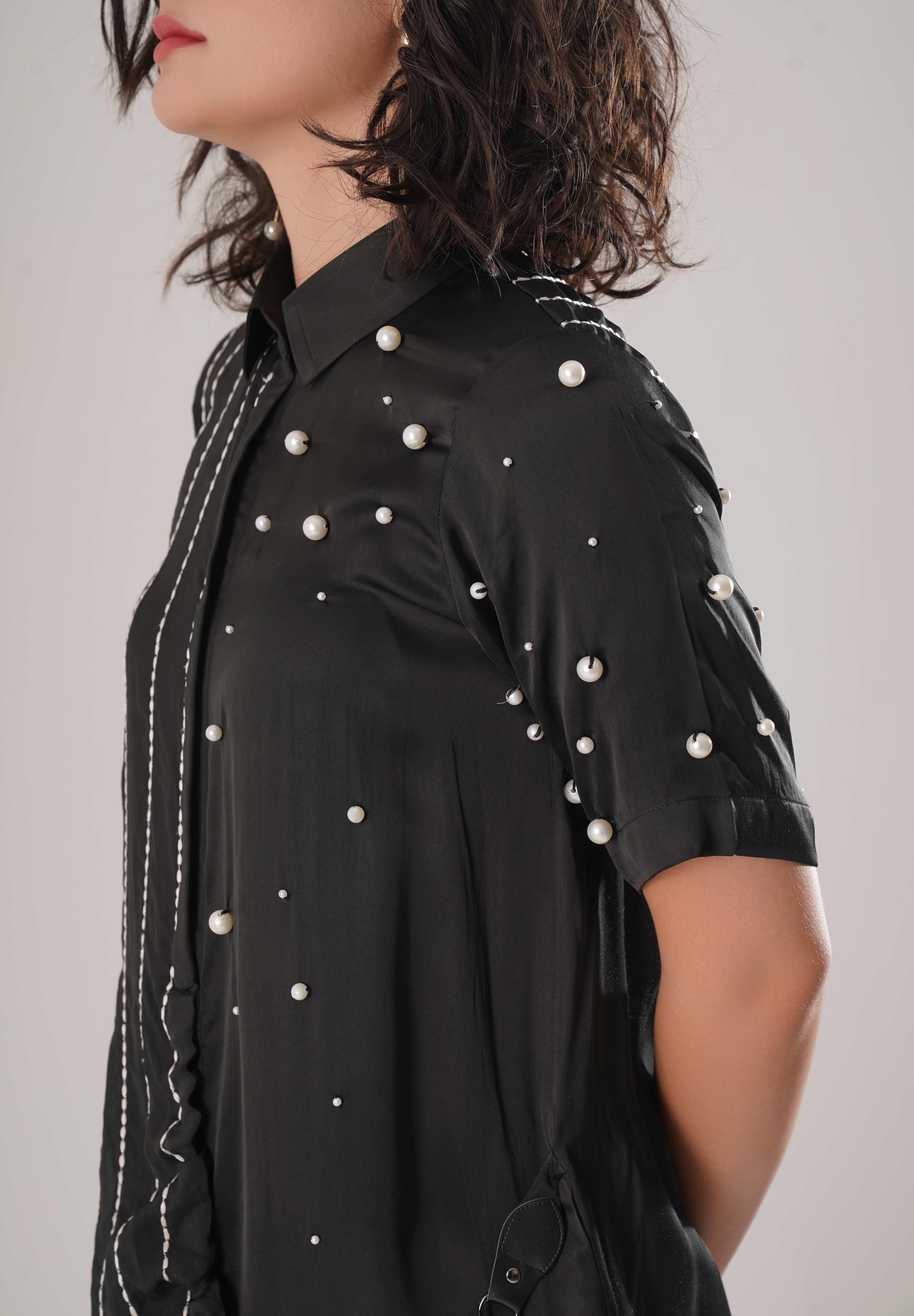 Black Buckle Wrap Dress