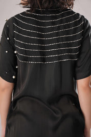 Black Buckle Wrap Dress