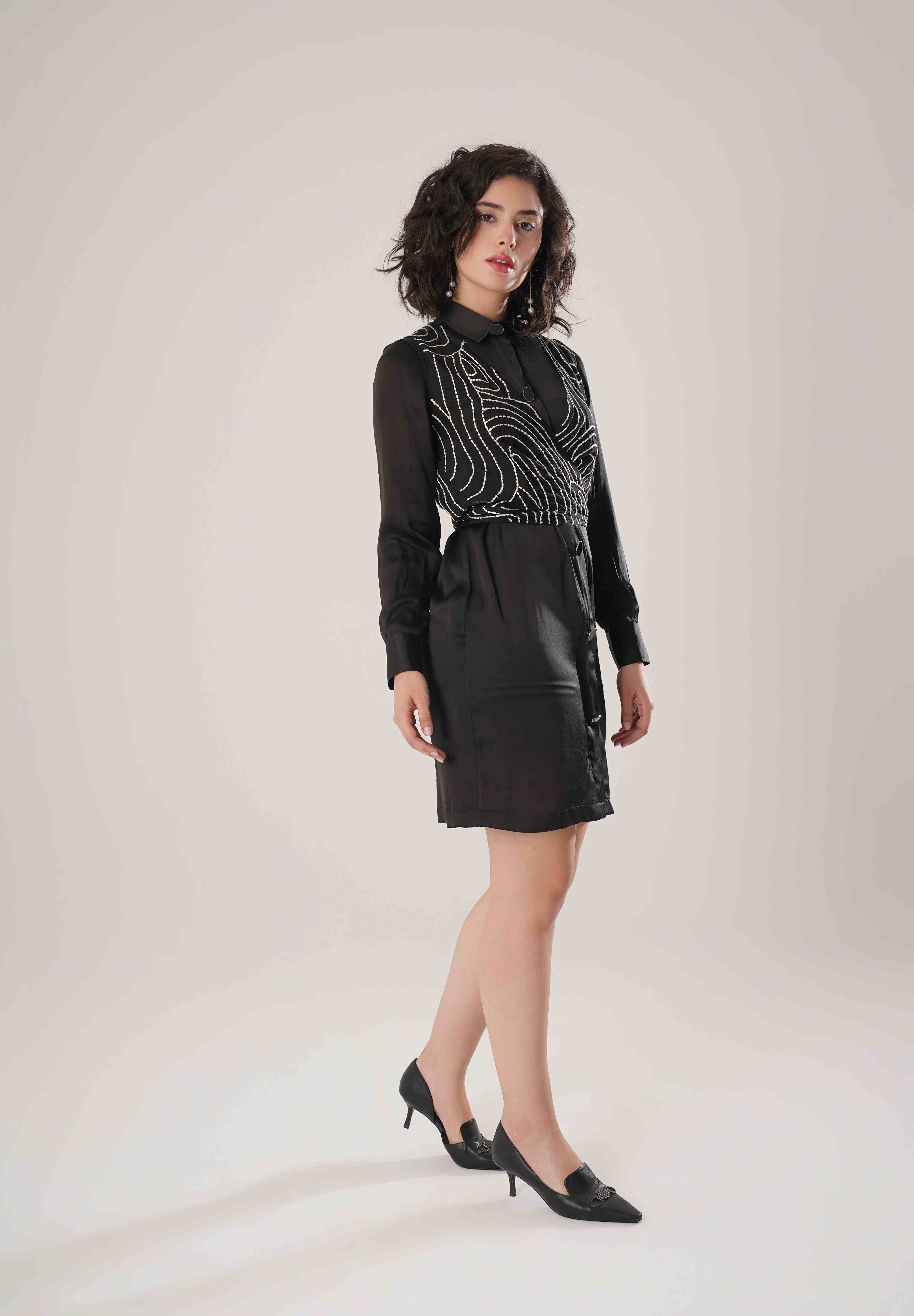 Black Long Shirt Set