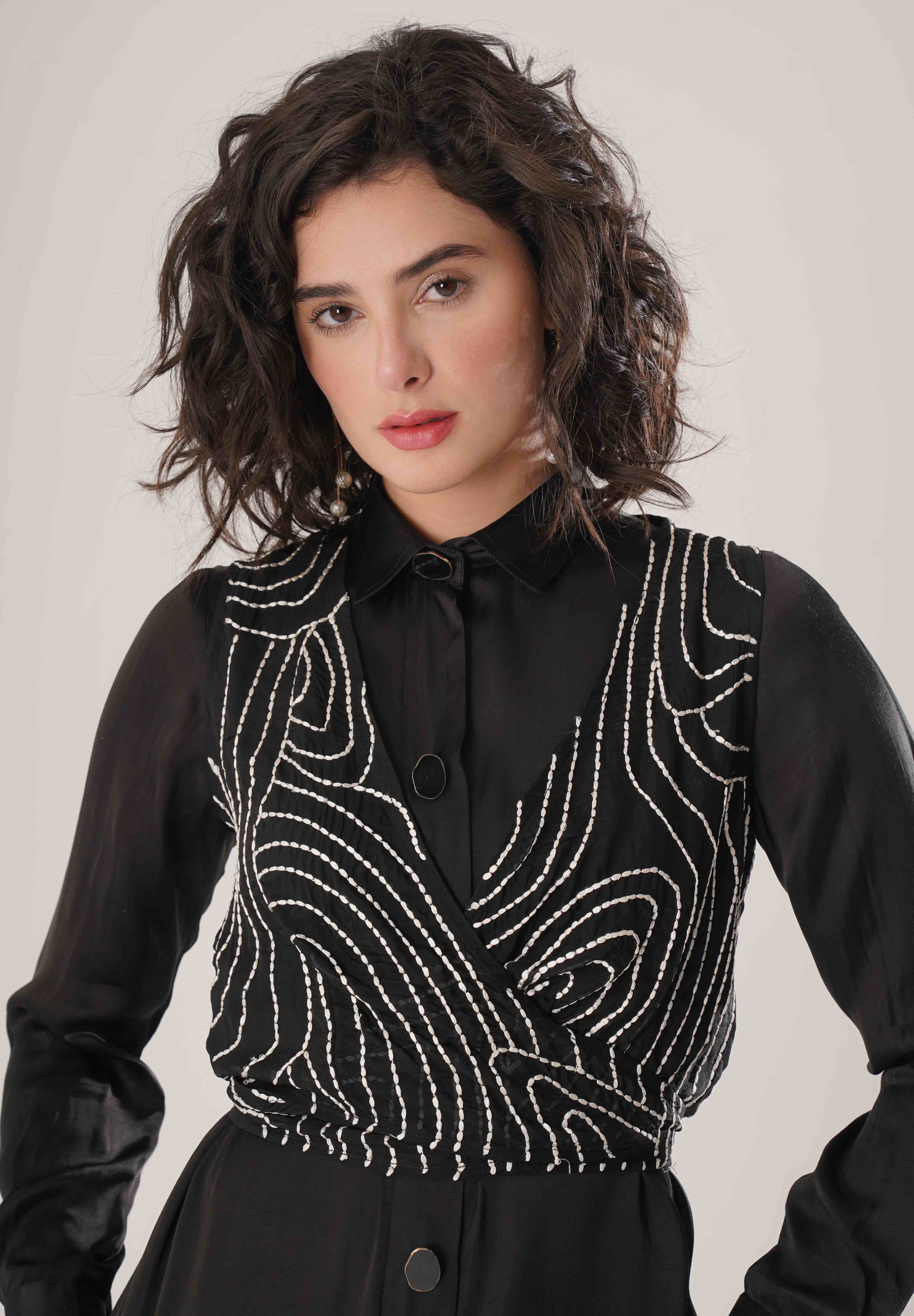 Black Long Shirt Set