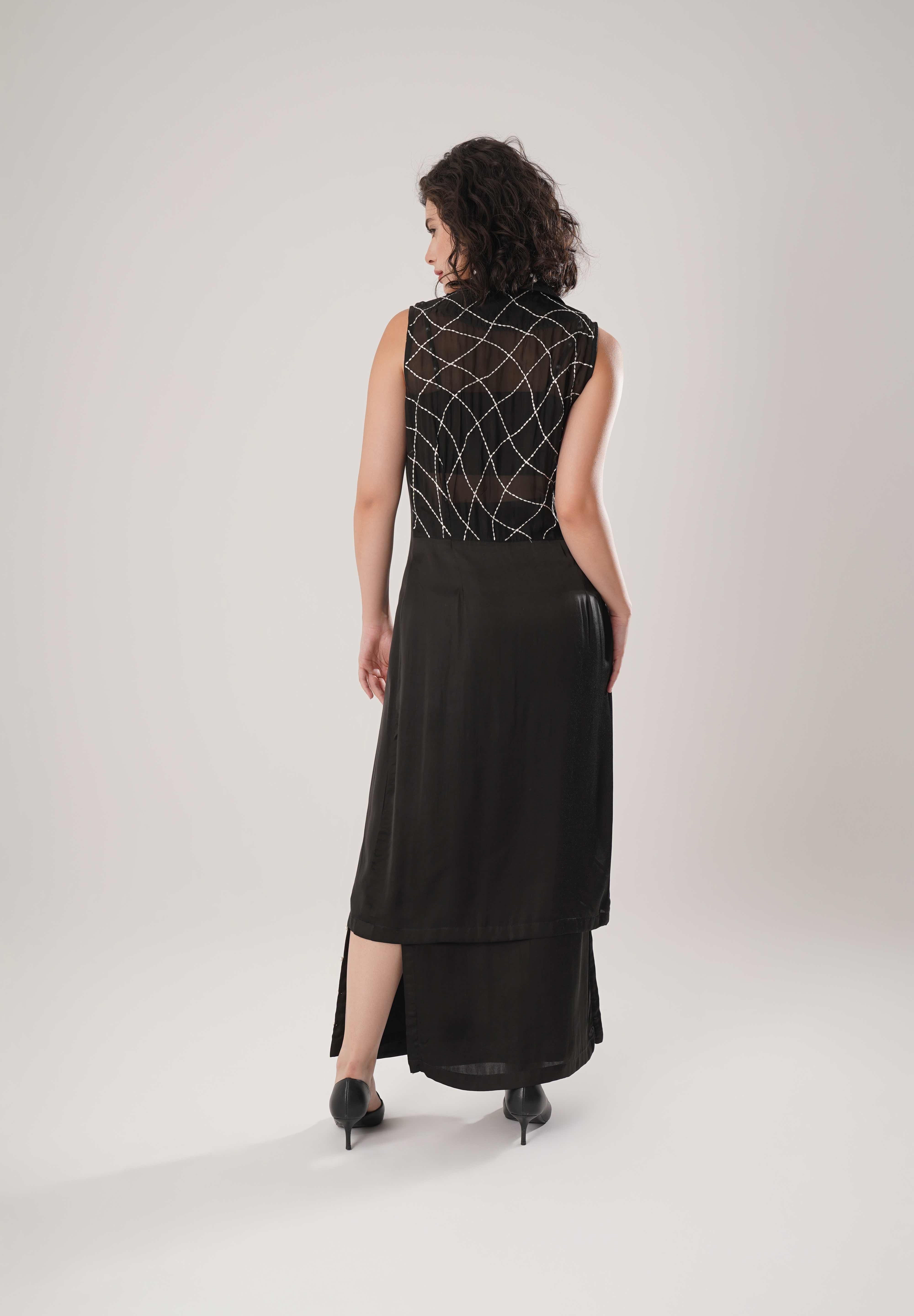 Black Trench & Long Skirt & Black Bustier