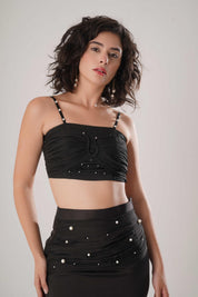 Black Trench & Long Skirt & Black Bustier