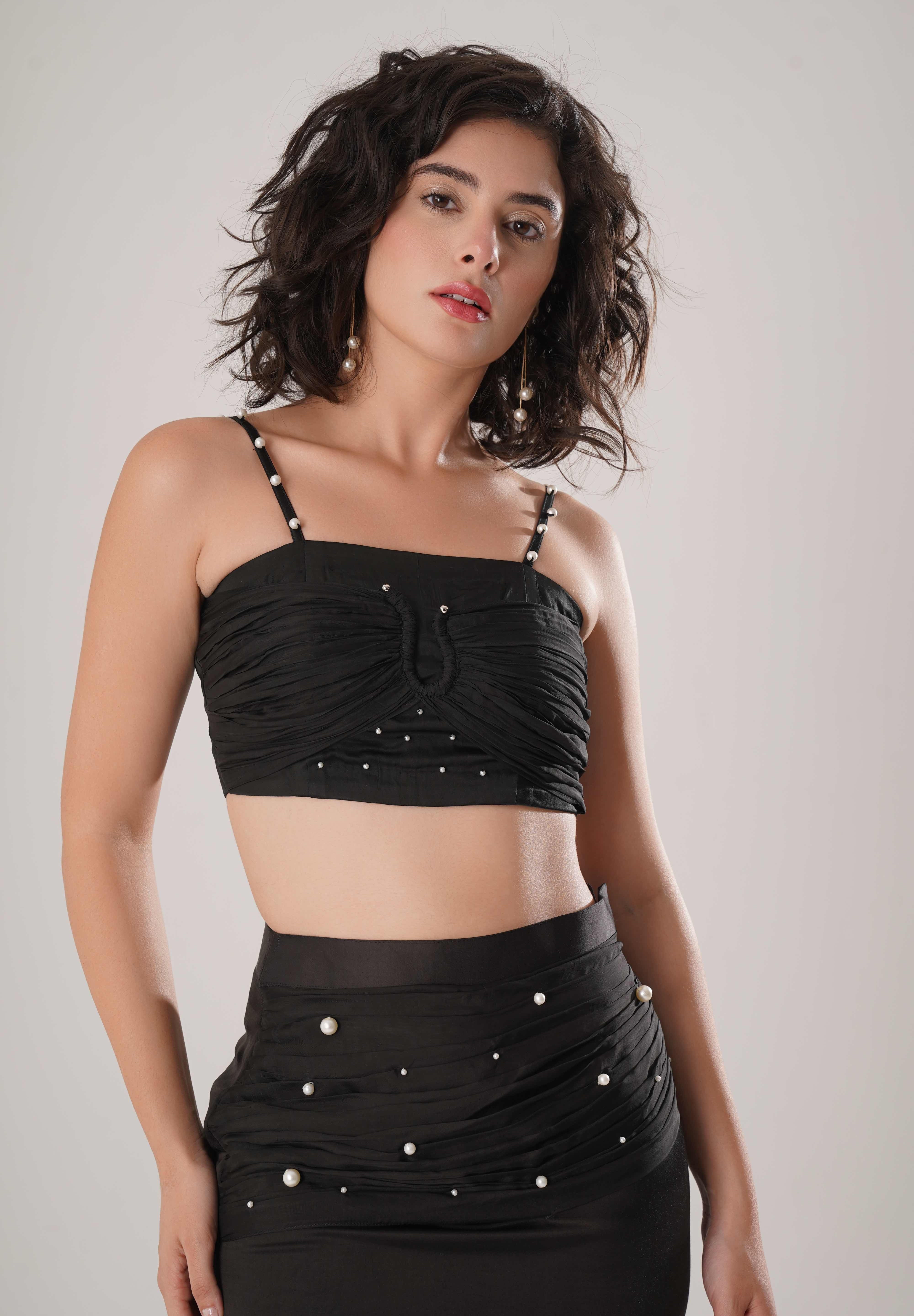 Black Trench & Long Skirt & Black Bustier