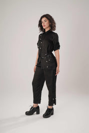 Black Buckle Wrap Shirt