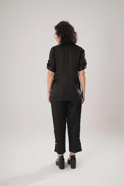 Black Buckle Wrap Shirt