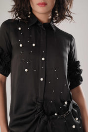 Black Buckle Wrap Shirt