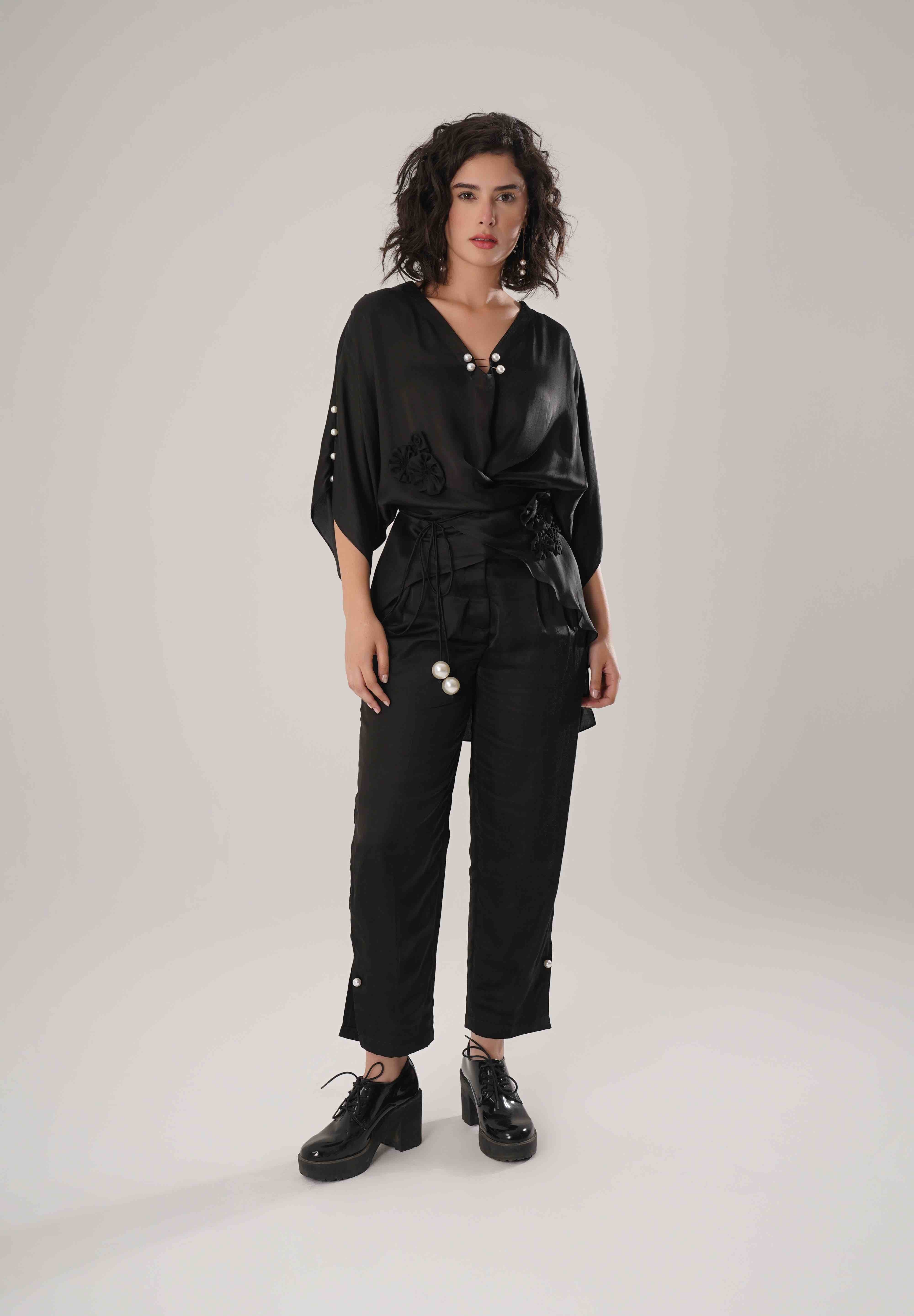 Black Kaftan Tie Up Set