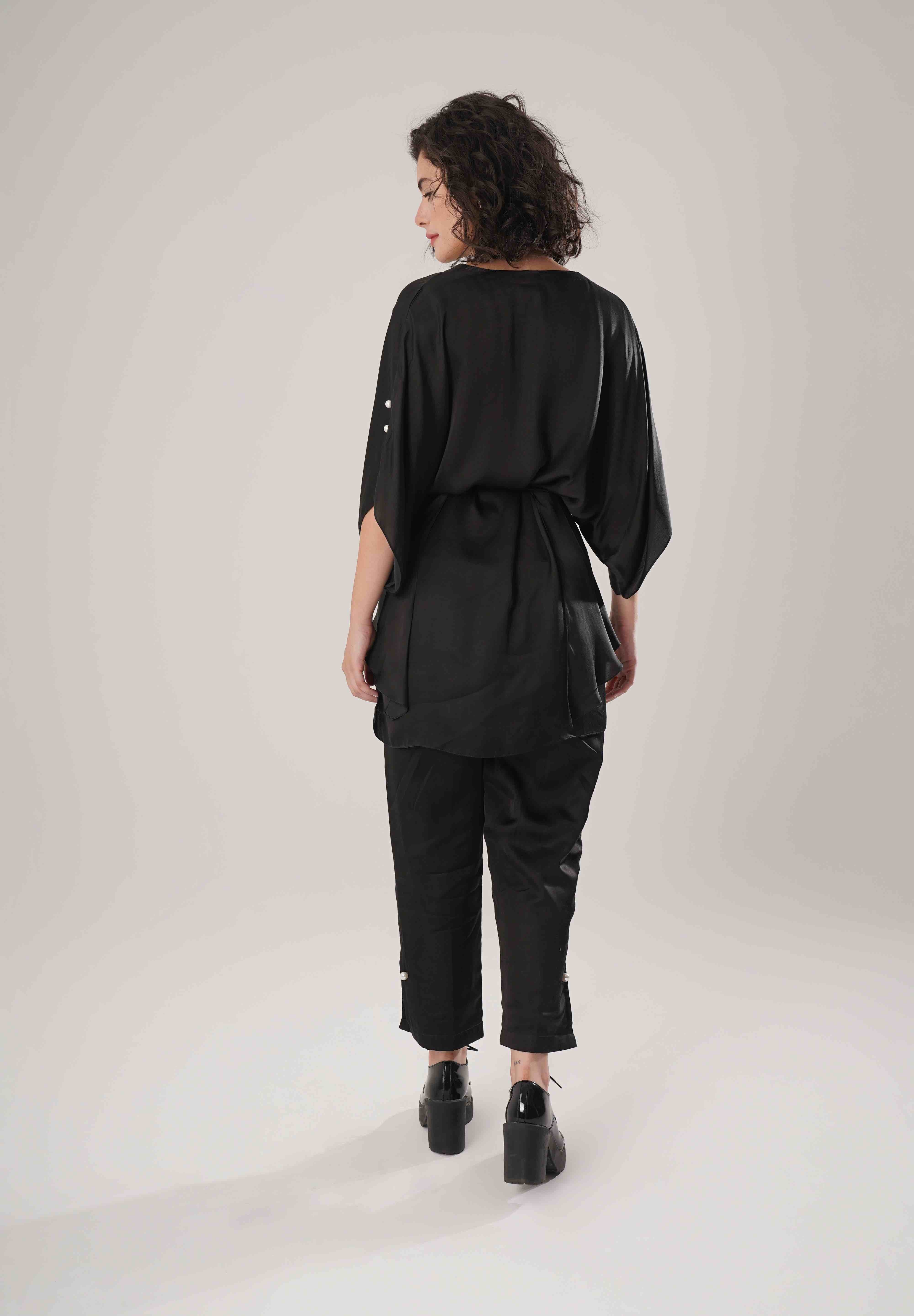 Black Kaftan Tie Up Set