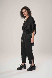 Black Kaftan Tie Up Top