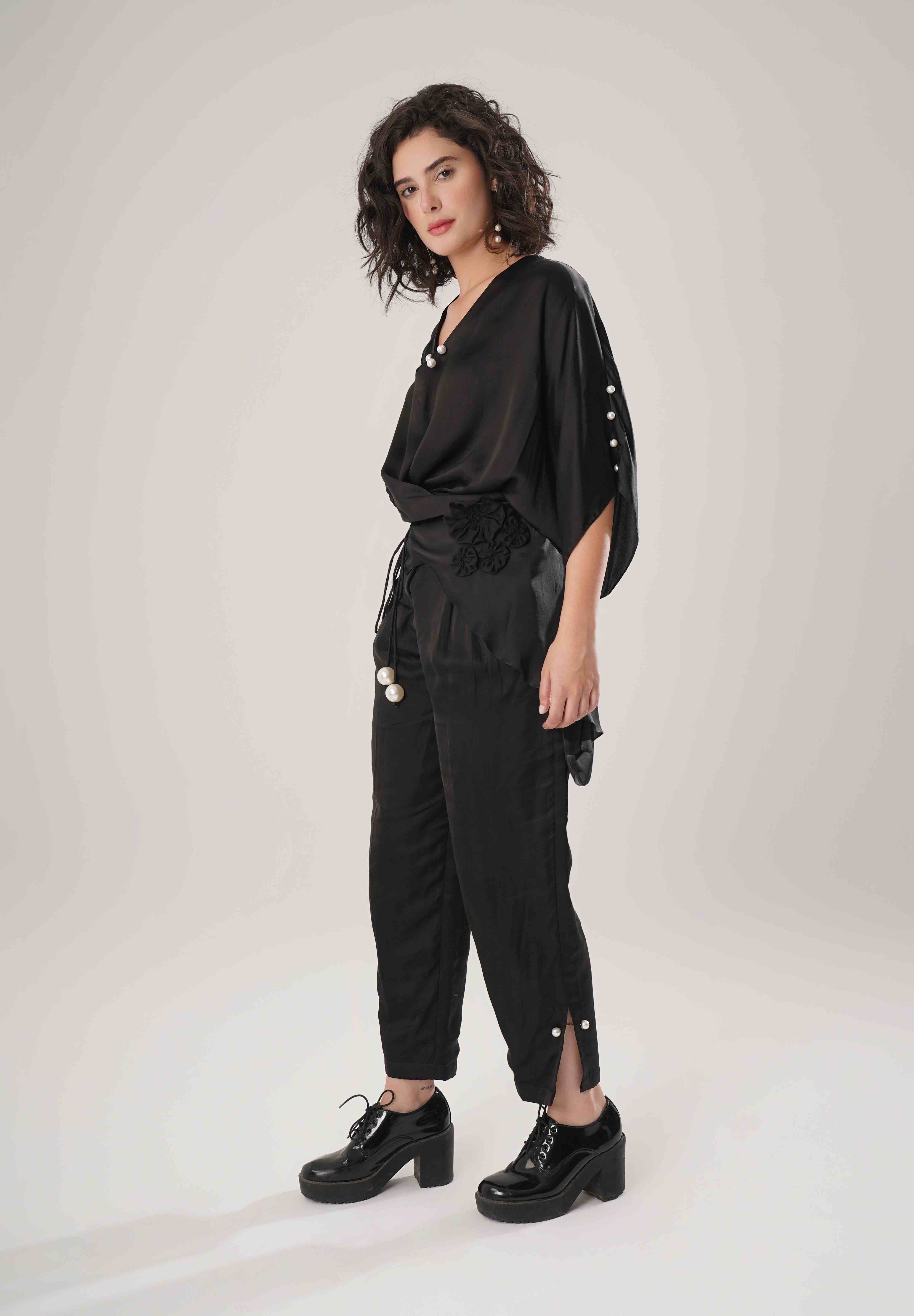 Black Kaftan Tie Up Set