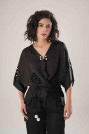Black Kaftan Tie Up Set