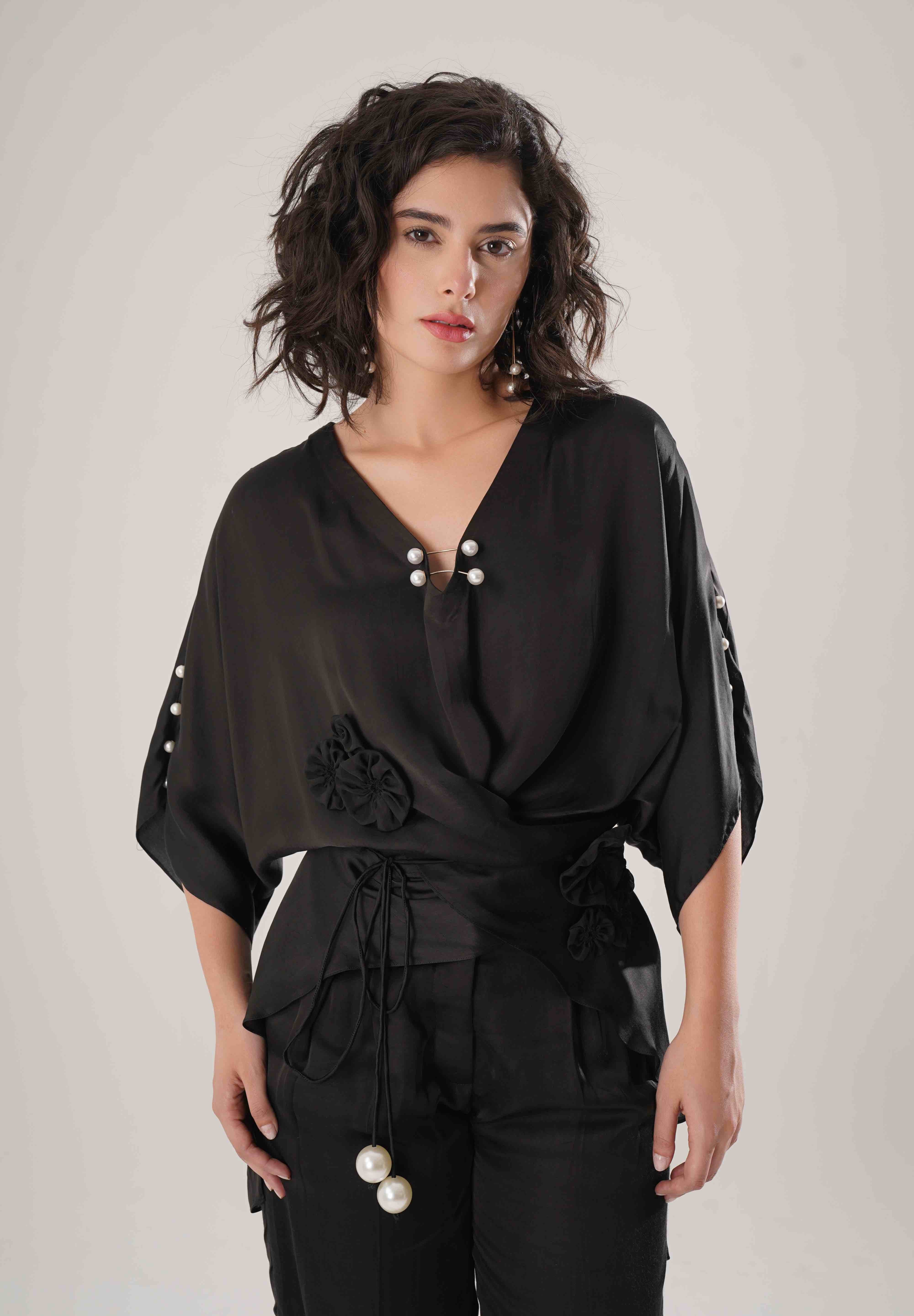 Black Kaftan Tie Up Set