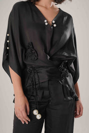 Black Kaftan Tie Up Top