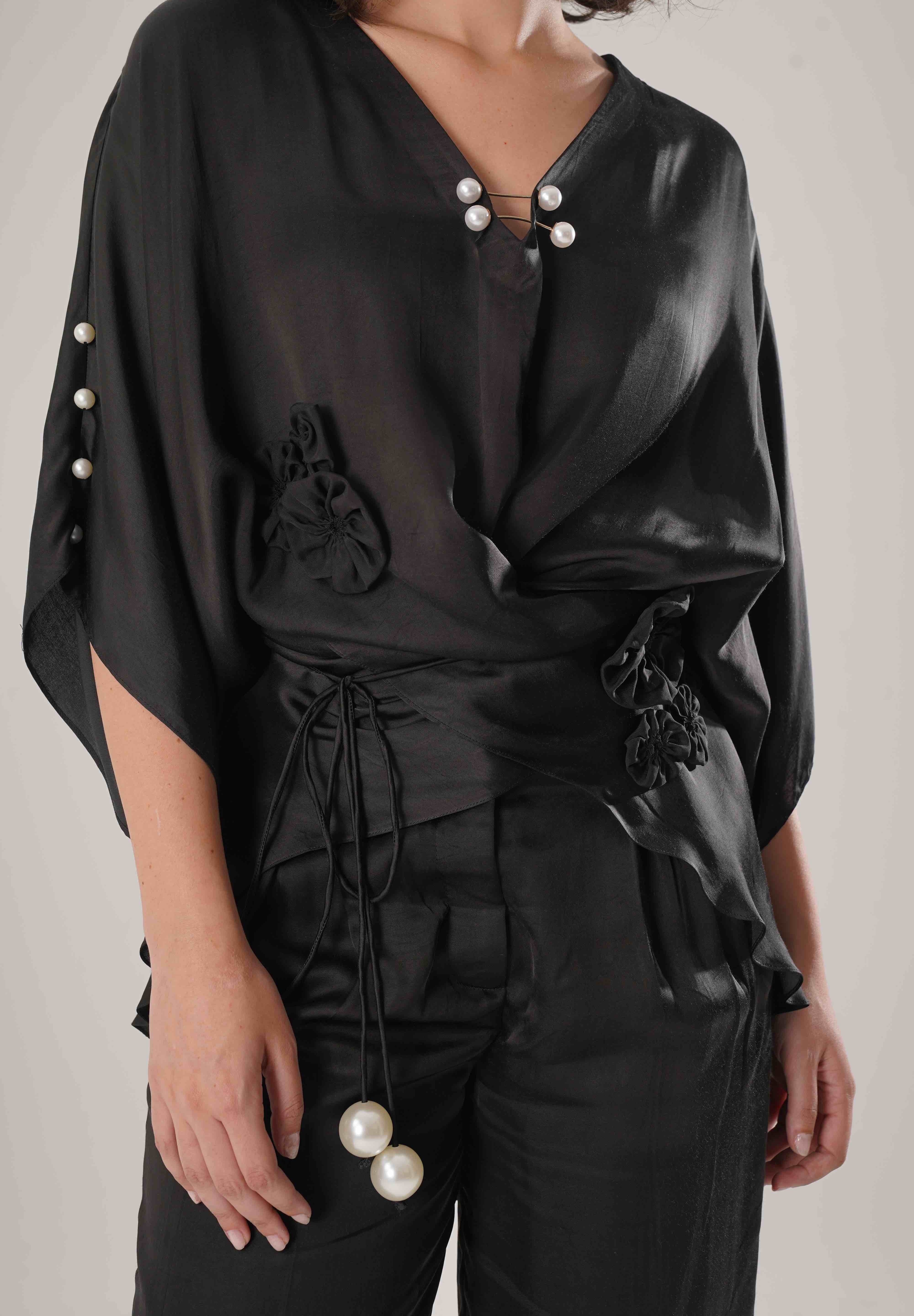 Black Kaftan Tie Up Set