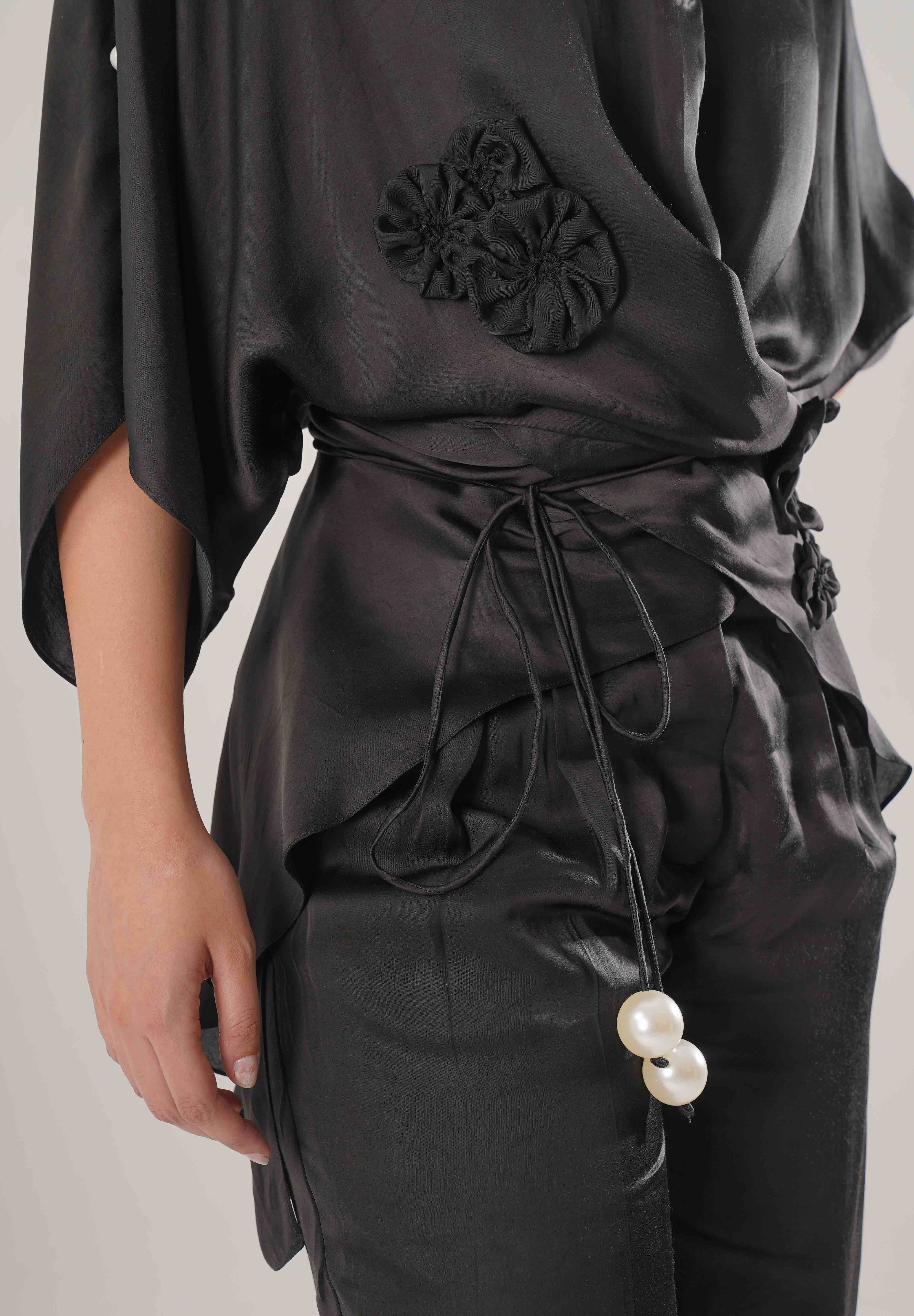 Black Kaftan Tie Up Top