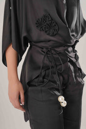 Black Kaftan Tie Up Set
