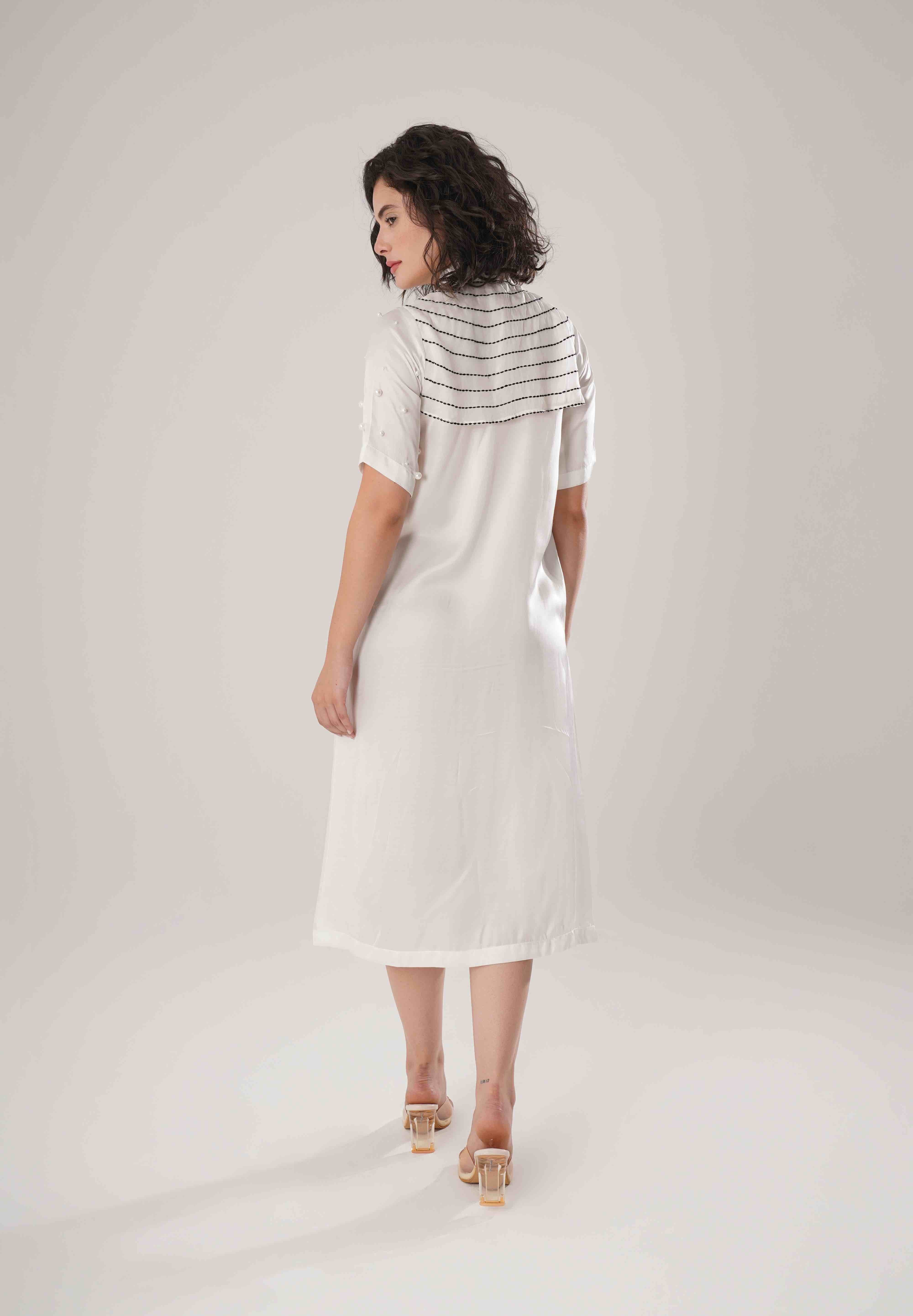 White Buckle Wrap Dress