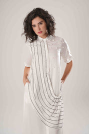 White Buckle Wrap Dress